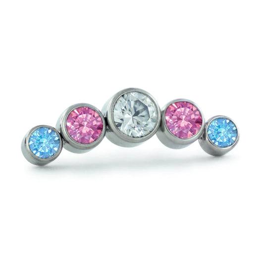 NEOMETAL - TRANS PRIDE FACETED BEZEL FLAG CLUSTER - TITANIUM - THREADLESS END