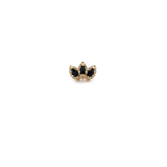 AuAdore - Baroque Reverse Set Black Spinel - 14kt Solid Gold - Threadless End