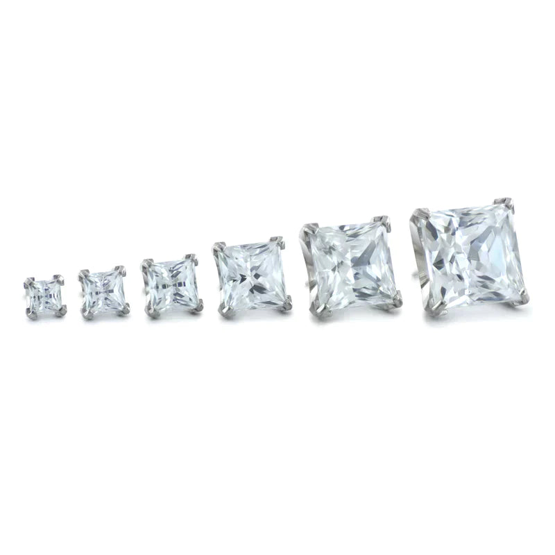 NEOMETAL - PRINCESS CUT PRONG SET GEM - LONDON BLUE - TITANIUM - THREADLESS END