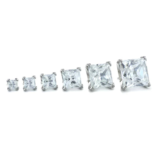 NEOMETAL - PRINCESS CUT PRONG SET GEM - YELLOW - TITANIUM - THREADLESS END