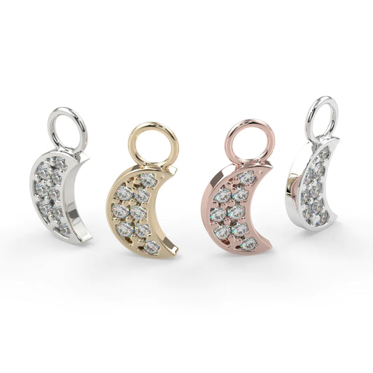 KIWI DIAMOND - MOON PAVE CHARM (5MM) - 14KT SOLID GOLD - CHARM