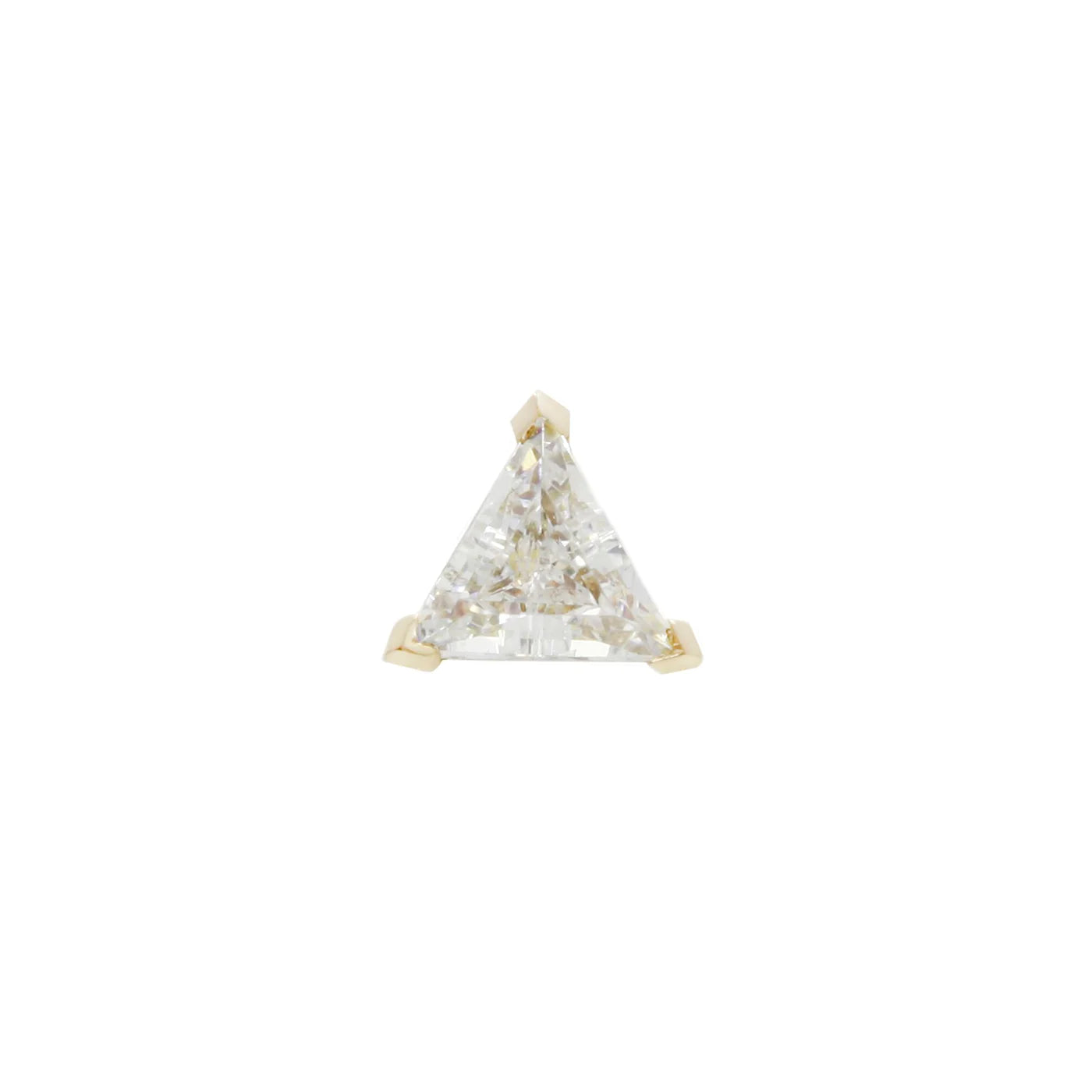 BUDDHA JEWELRY - TRILLION - SWAROVSKI CZ - 14KT SOLID GOLD - THREADLESS END