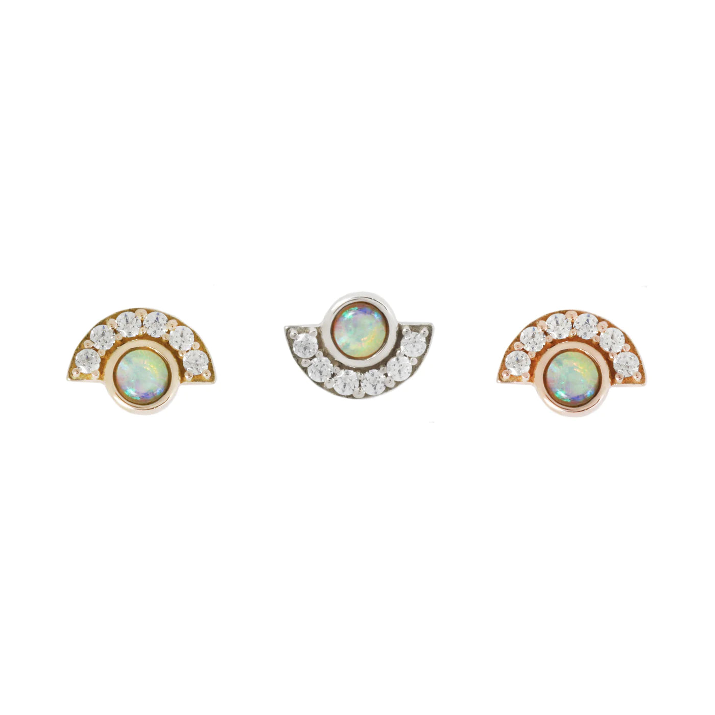 BUDDHA JEWELRY - KAHLO - OPAL +CZ - 14KT SOLID GOLD - THREADLESS END