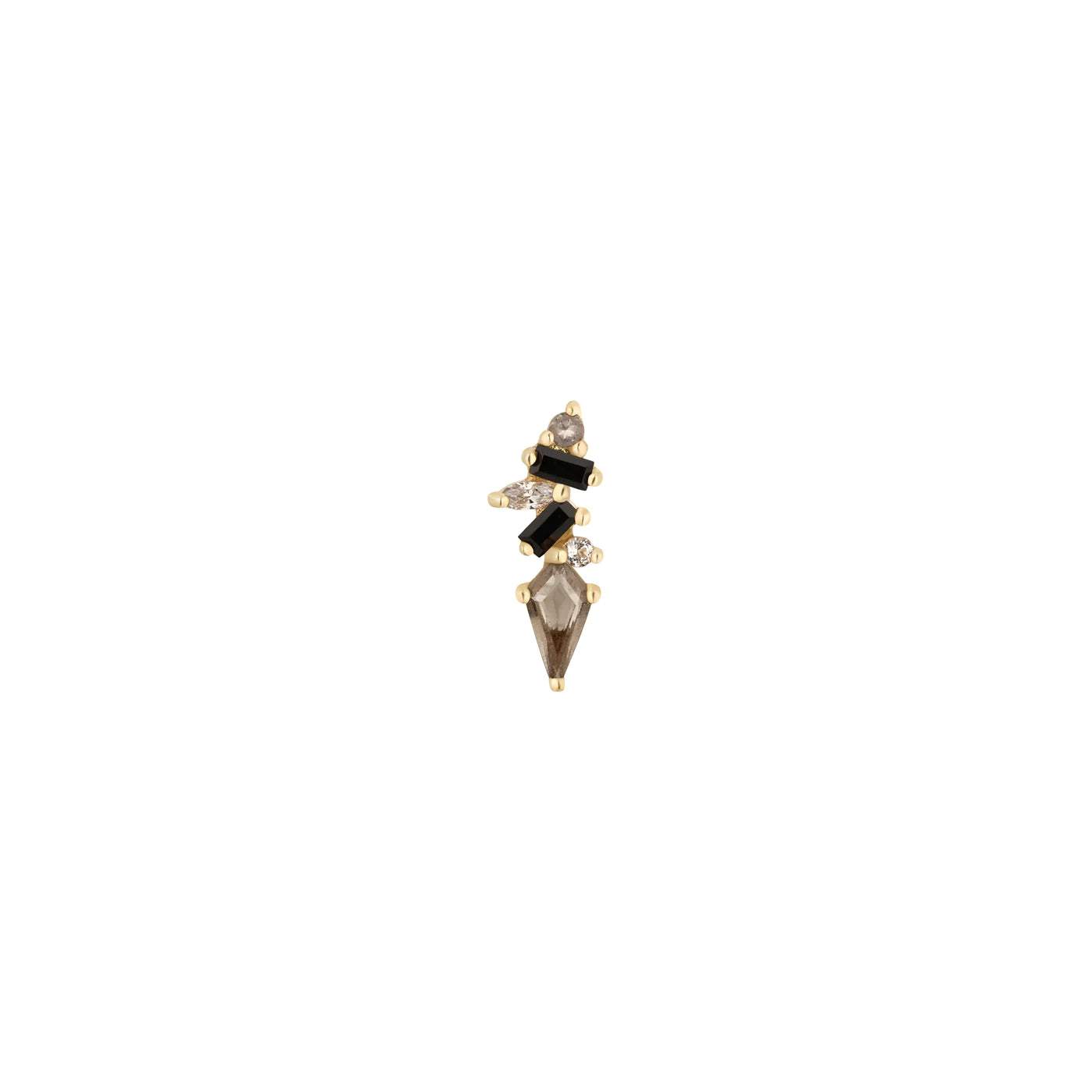 BUDDHA JEWELRY - MIXT - SMOKY QUARTZ + BLACK SPINEL - 14KT SOLID GOLD - THREADLESS END