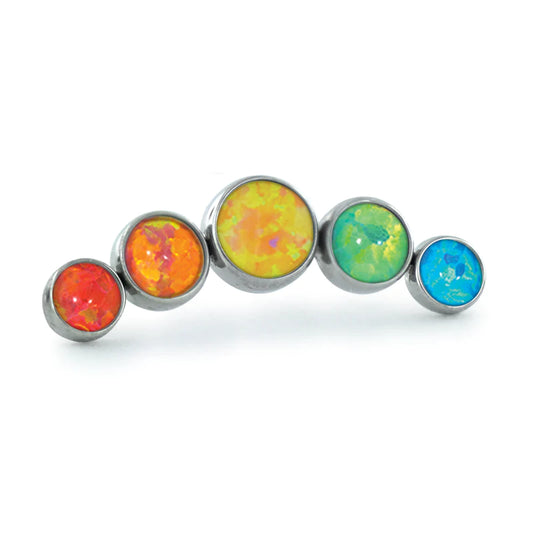 NEOMETAL - PRIDE CABOCHON BEZEL FLAG CLUSTER - TITANIUM - THREADLESS END