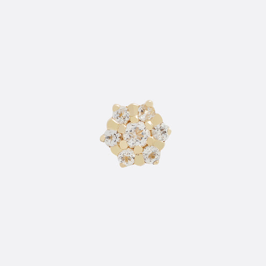TETHER - PEONY - WHITE TOPAZ - 14KT SOLID GOLD - THREADLESS END
