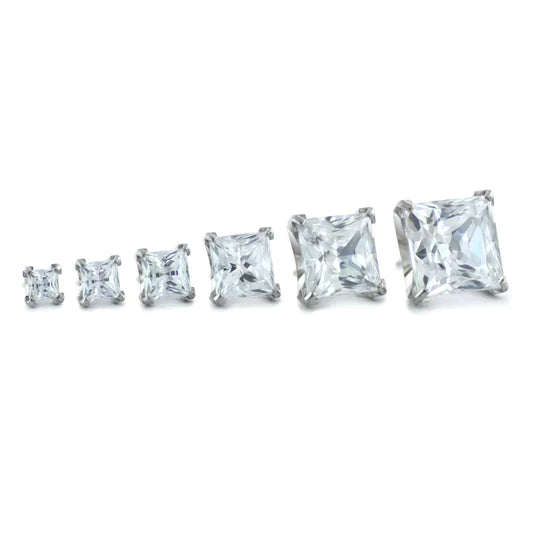 NEOMETAL - PRINCESS CUT PRONG SET GEM - RUBY - TITANIUM - THREADLESS END