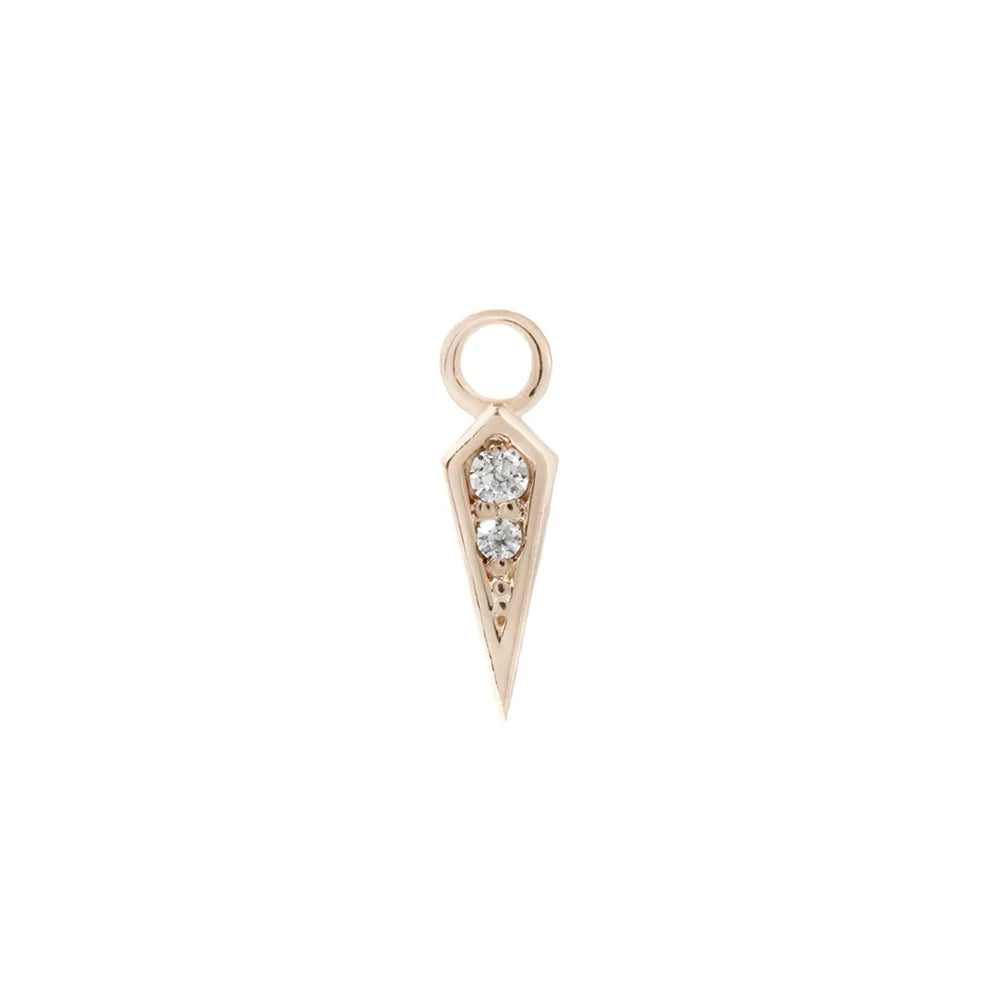 BUDDHA JEWELRY - SPIKE CHARM - CZ - 14KT SOLID GOLD - CHARM