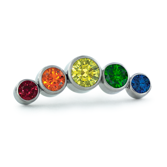 NEOMETAL - PRIDE FACETED BEZEL FLAG CLUSTER - TITANIUM - THREADLESS END