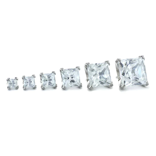 NEOMETAL - PRINCESS CUT PRONG SET GEM - SAPPHIRE - TITANIUM - THREADLESS END