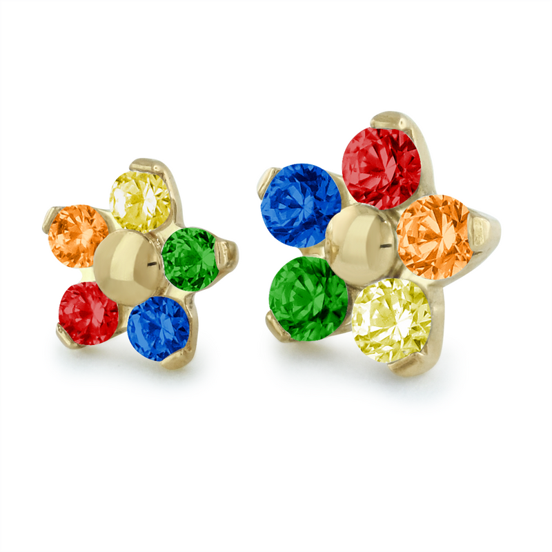 NEOMETAL - PRIDE FLOWER - RAINBOW - (2mm) - 18KT SOLID GOLD - THREADLESS END