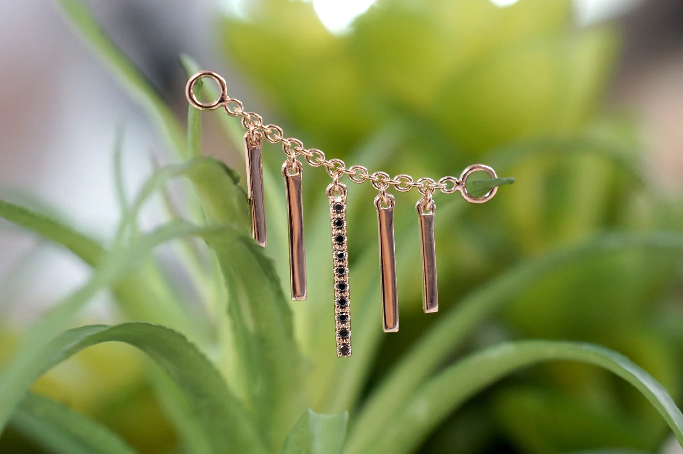 MODERN MOOD - CHAIN WITH DRIPPING GOLD BARS - 14KT SOLID GOLD - CHAIN + CHARMS