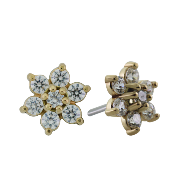 LeRoi - 7 STONE FLOWER 1 MM STONES - SOLID GOLD - THREADLESS END