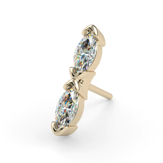 KIWI DIAMOND - MARQUISE KISS - 14KT SOLID GOLD - THREADLESS END