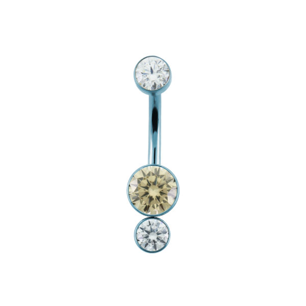 LEROI - 1-N - DOUBLE BOTTOM BEZEL GEM NAVEL CURVE - TITANIUM - CURVED BARBELL