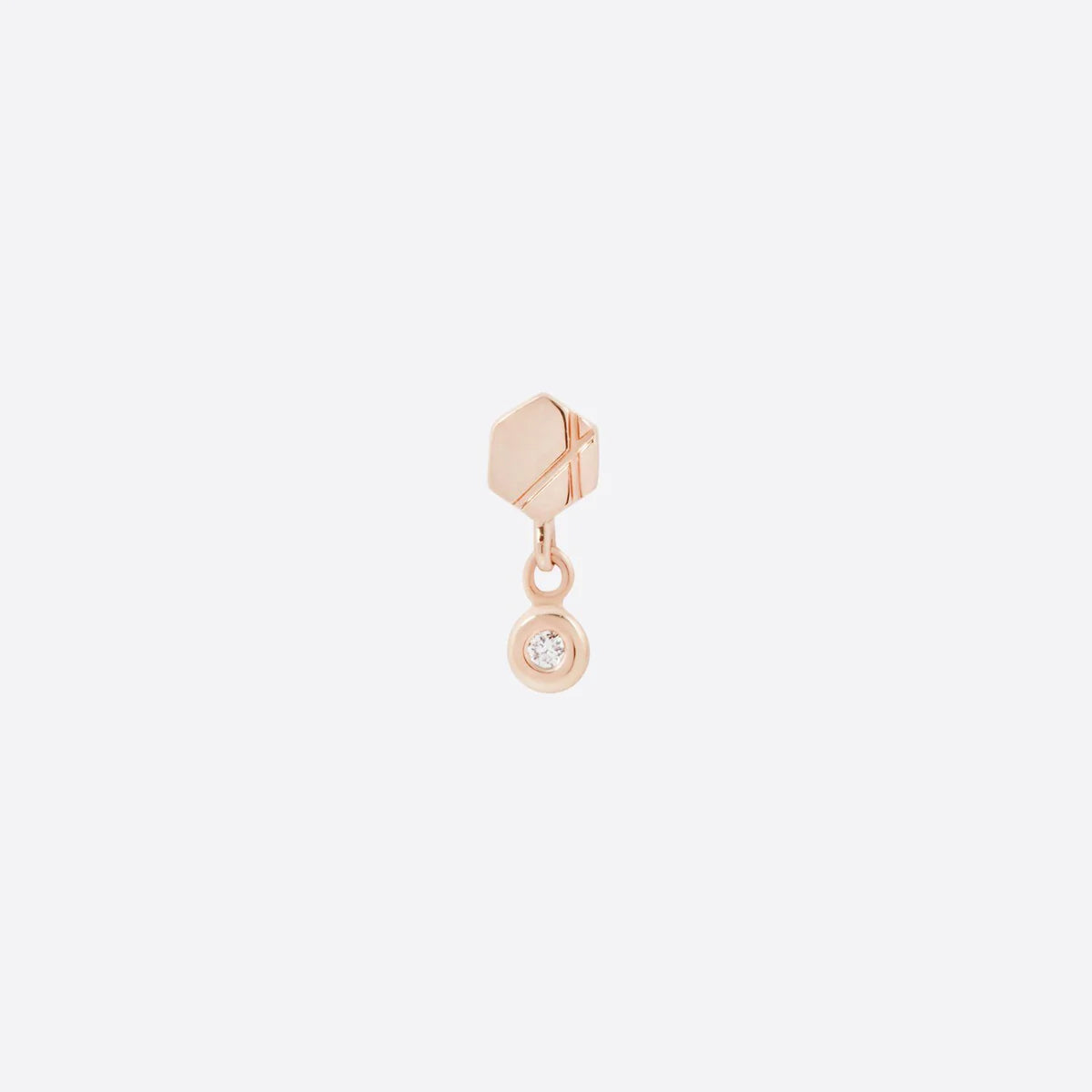 TETHER - HEX DIAMOND DROP - 14KT SOLID GOLD - THREADLESS END
