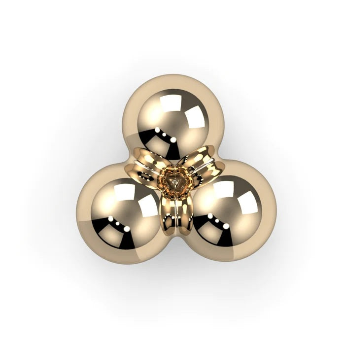 KIWI DIAMOND - 3 BEAD - 14KT OR 18KT SOLID GOLD - THREADLESS END