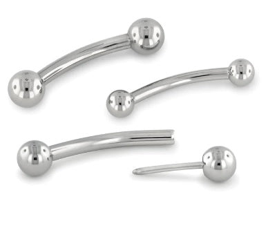 NEOMETAL - CURVED BARBELL- BASIC - 18G - THREADLESS - IMPLANT GRADE TITANIUM