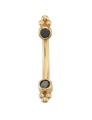 BVLA - BEZEL WITH TRI BEAD - 14KT SOLID GOLD - CURVED BARBELL