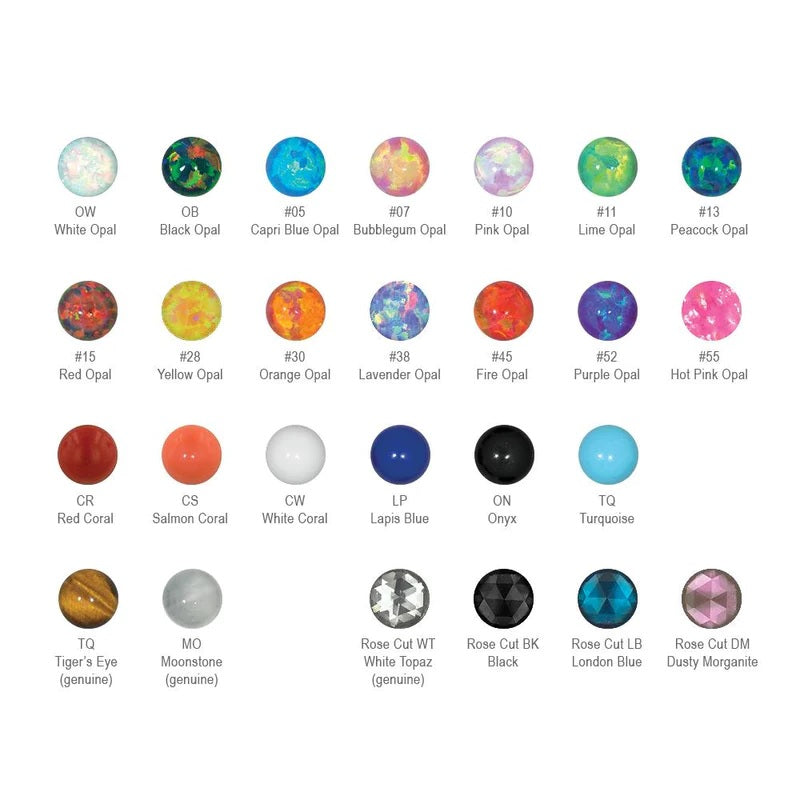 NeoMetal - BEZEL SET CABOCHON- YELLOW OPAL - Titanium - Gem 2mm, 2.5mm, 3mm, 4mm, 5mm