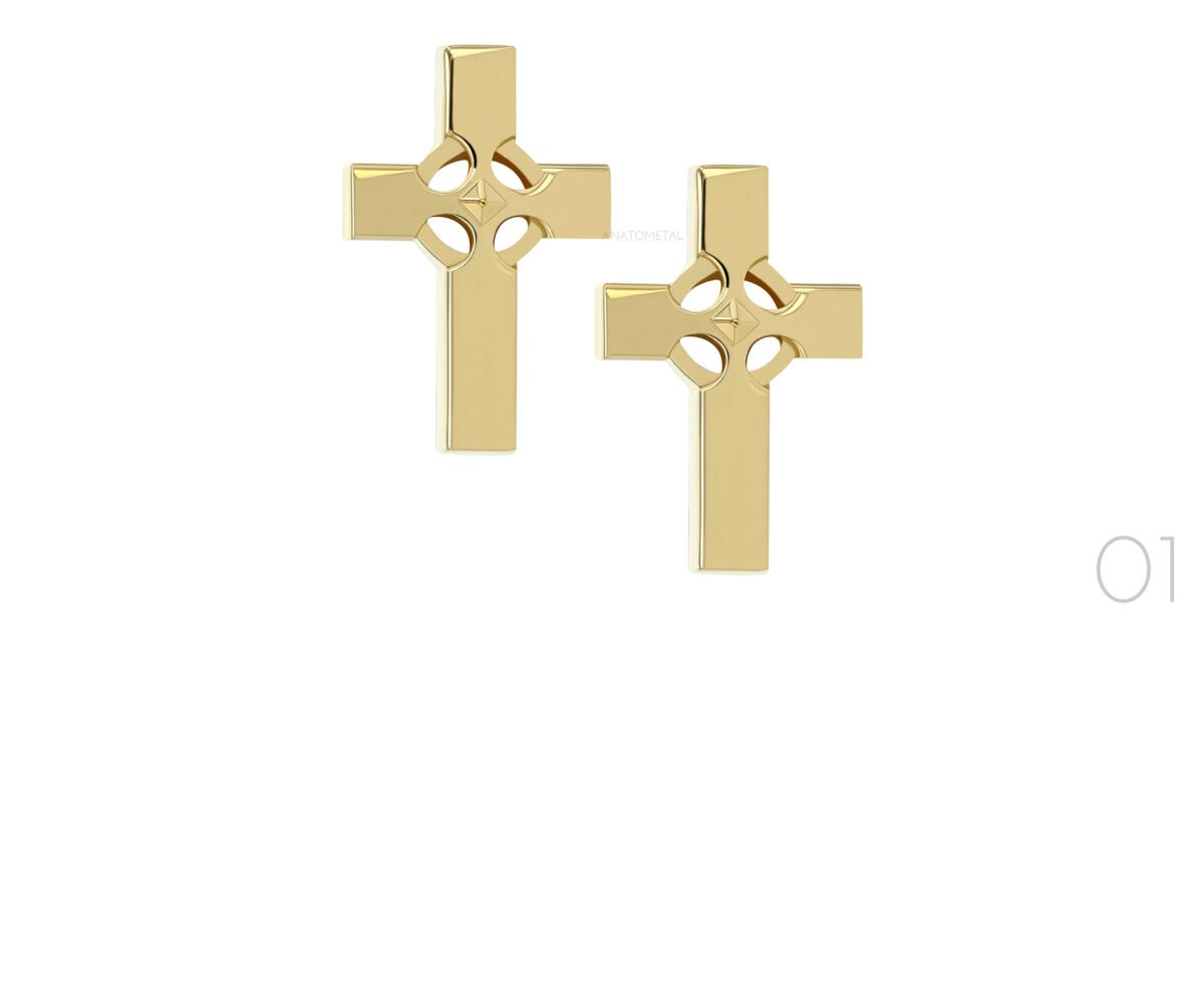 ANATOMETAL - CROSS - MULTIPLE DESIGNS - 18KT SOLID GOLD - THREADLESS