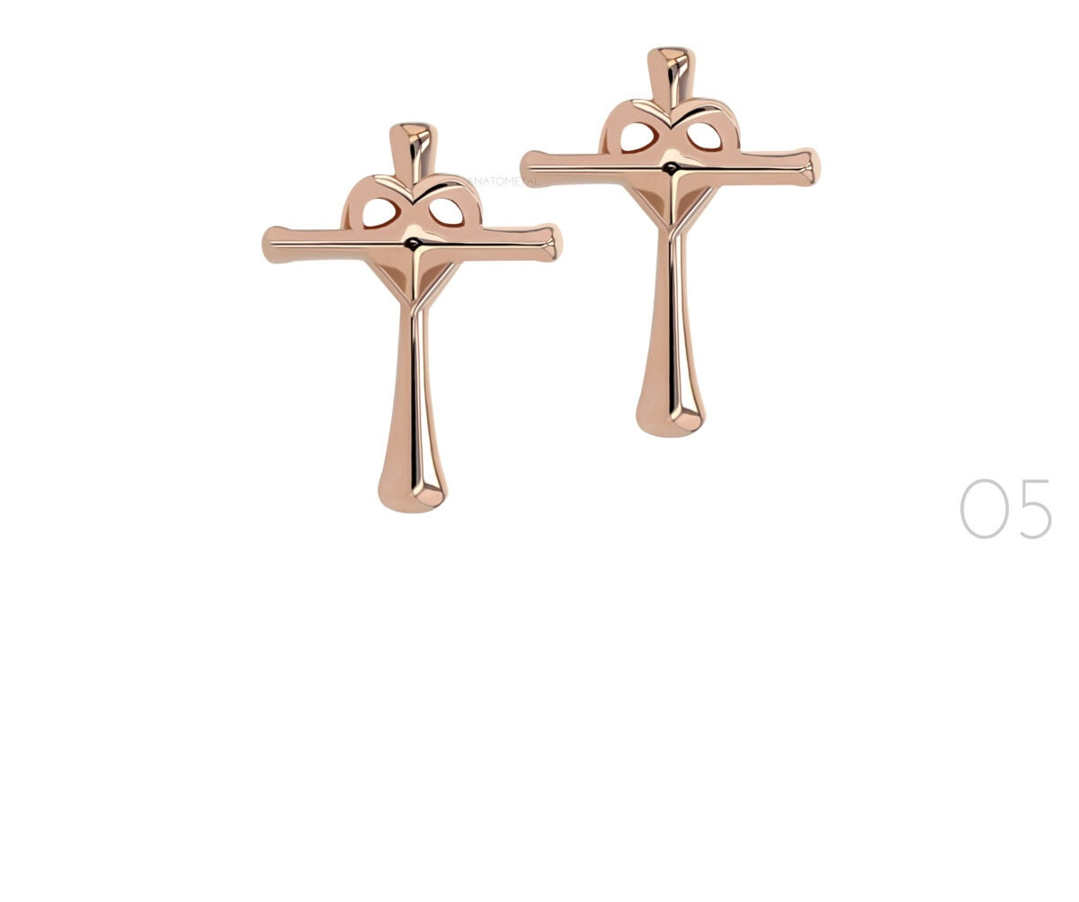 ANATOMETAL - CROSS - MULTIPLE DESIGNS - 18KT SOLID GOLD - THREADLESS