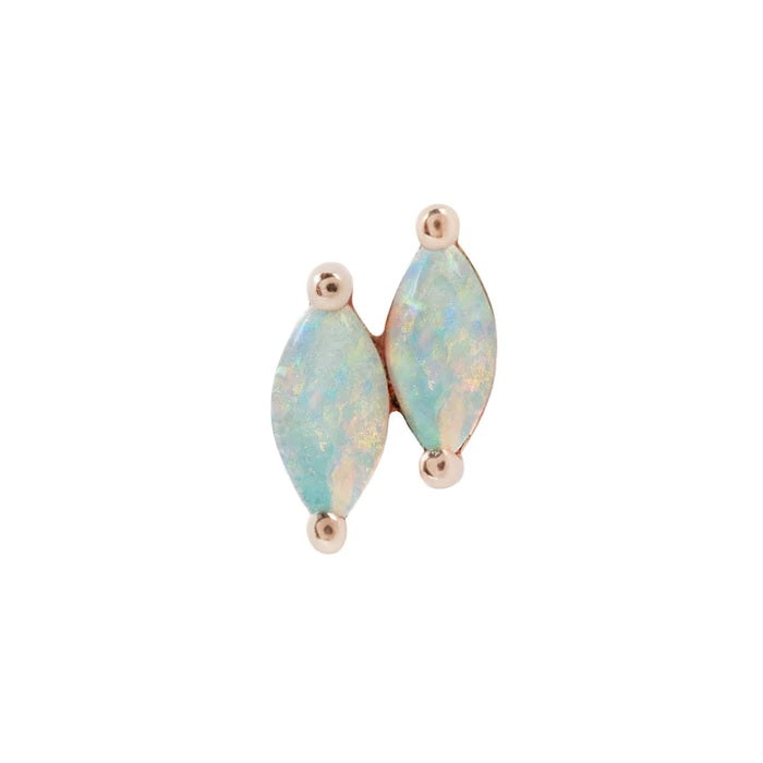 BUDDHA JEWELRY - DOUBLE ZURI MARQUISE - OPAL - 14KT SOLID GOLD - THREADLESS END