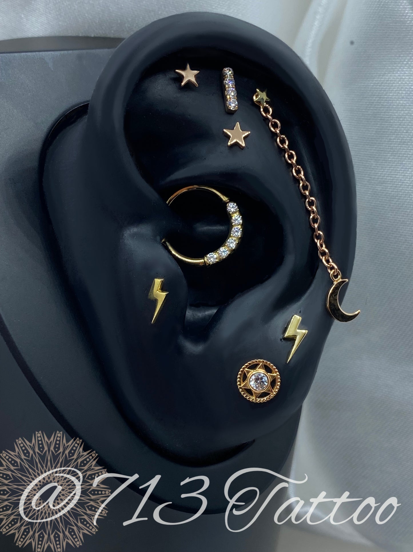 ANATOMETAL - LIGHTNING BOLT - 18KT SOLID GOLD - THREADLESS