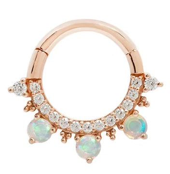 BUDDHA JEWELRY - GIGI - CZ + OPAL - SOLID 14KT GOLD CLICKER