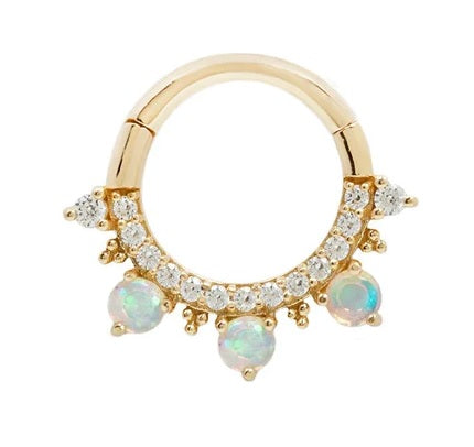 BUDDHA JEWELRY - GIGI - CZ + OPAL - SOLID 14KT GOLD CLICKER