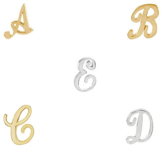 BODY GEMS - INITIAL SCRIPT - 14KT SOLID GOLD - THREADLESS END