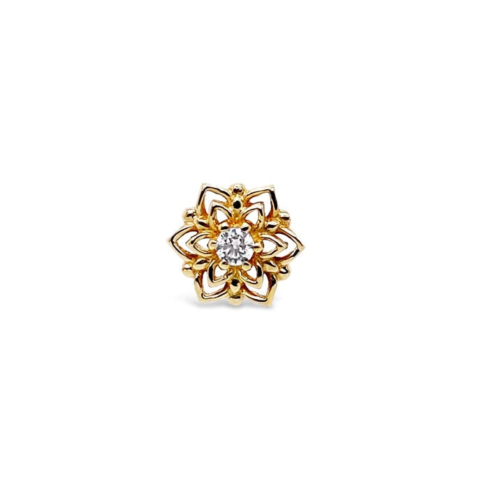 BUDDHA JEWELRY - MANDALA CZ - CHARITY - CZ - 14KT SOLID GOLD - THREADLESS END