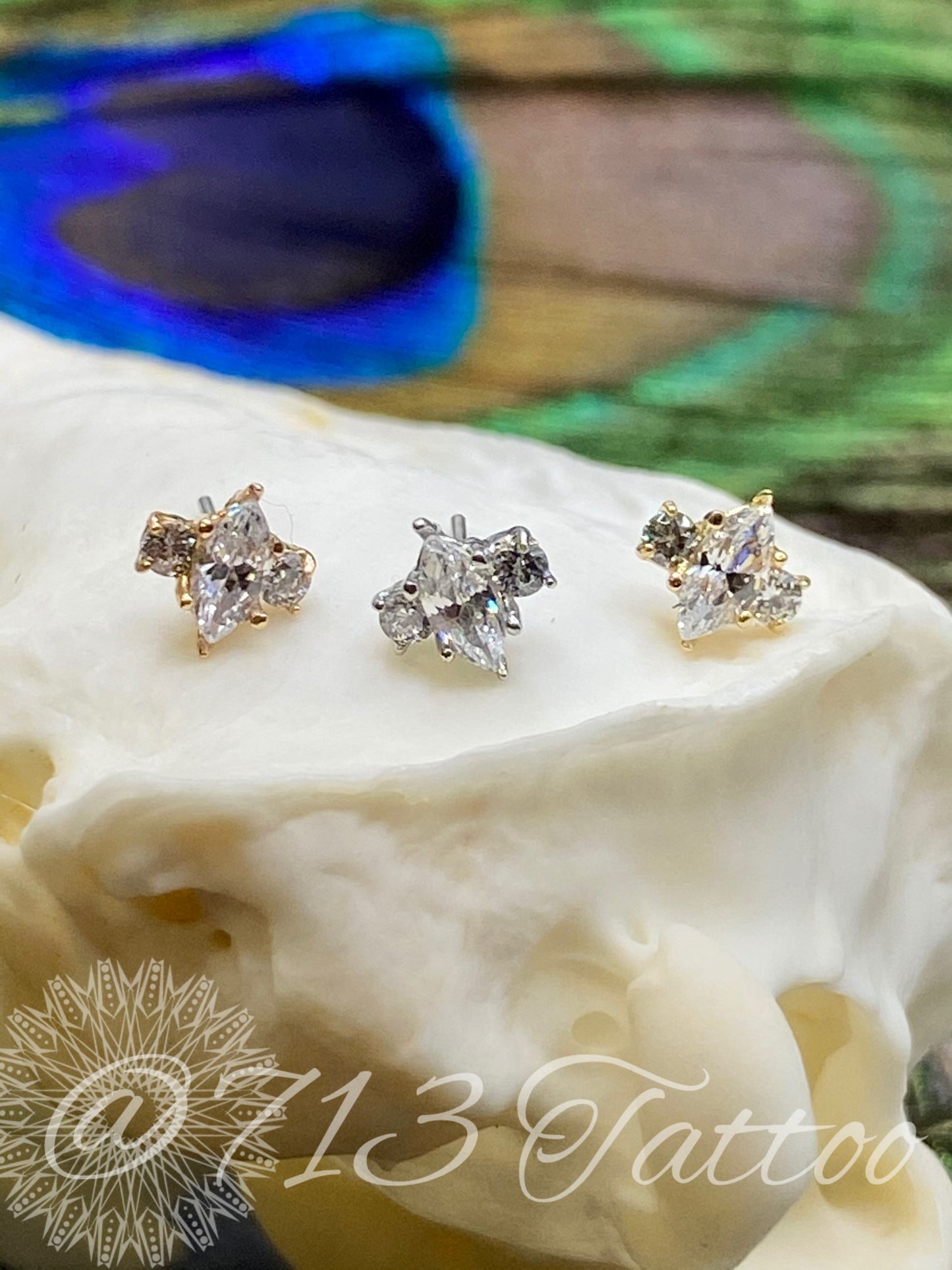 Anatometal - Marquise Accent - 18kt Solid Gold - White CZ with White CZ side Accents