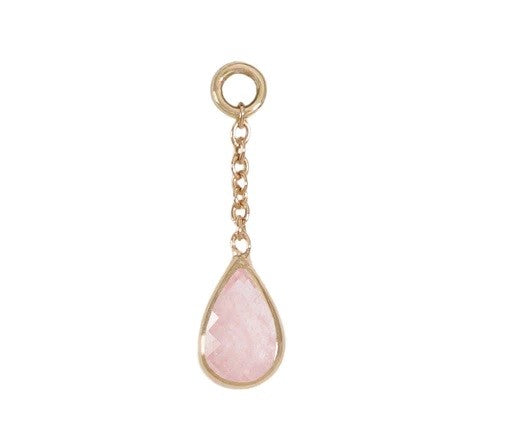 GOLDEN AROWANA - TEARDROP CHARM - MORGANITE - 14KT SOLID GOLD