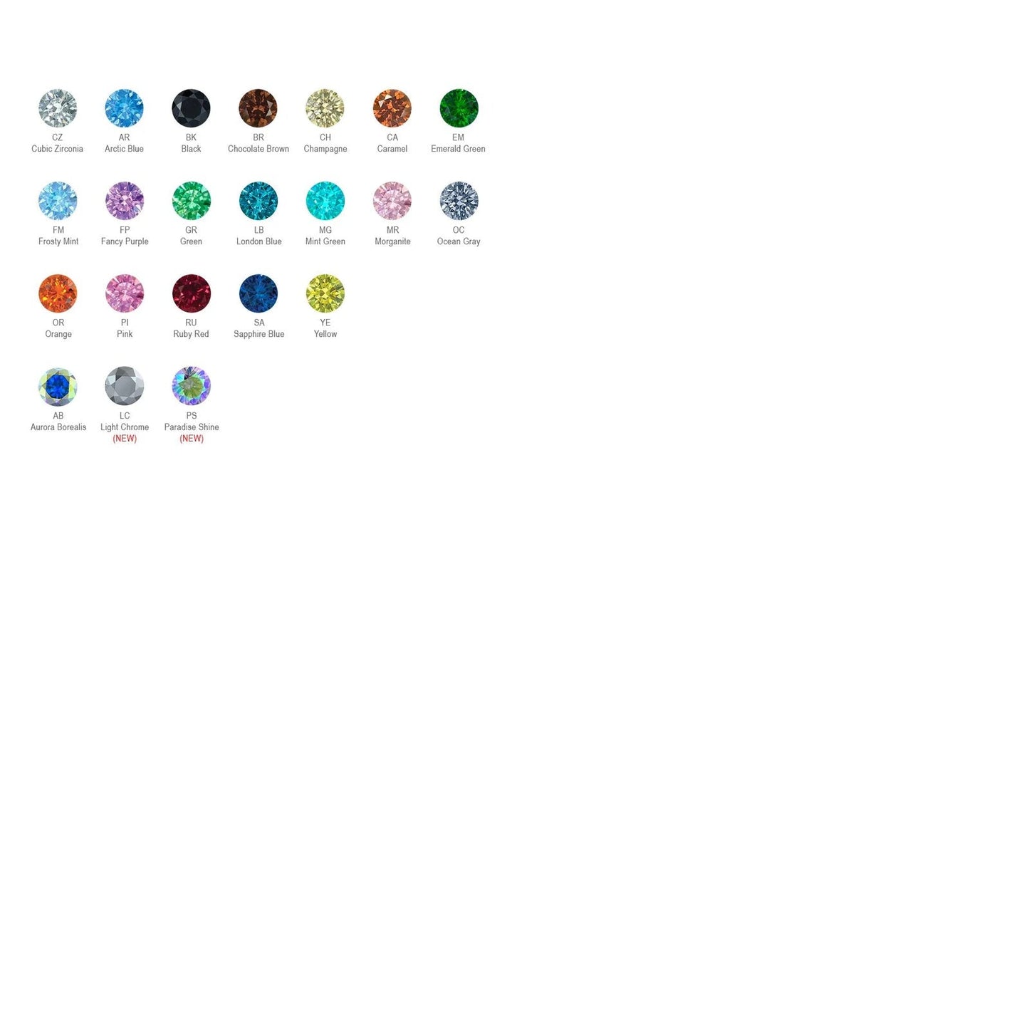 NeoMetal - TRINITY - FROSTY MINT CZ - Titanium - Gem 1.5mm, or 2mm - THREADLESS END