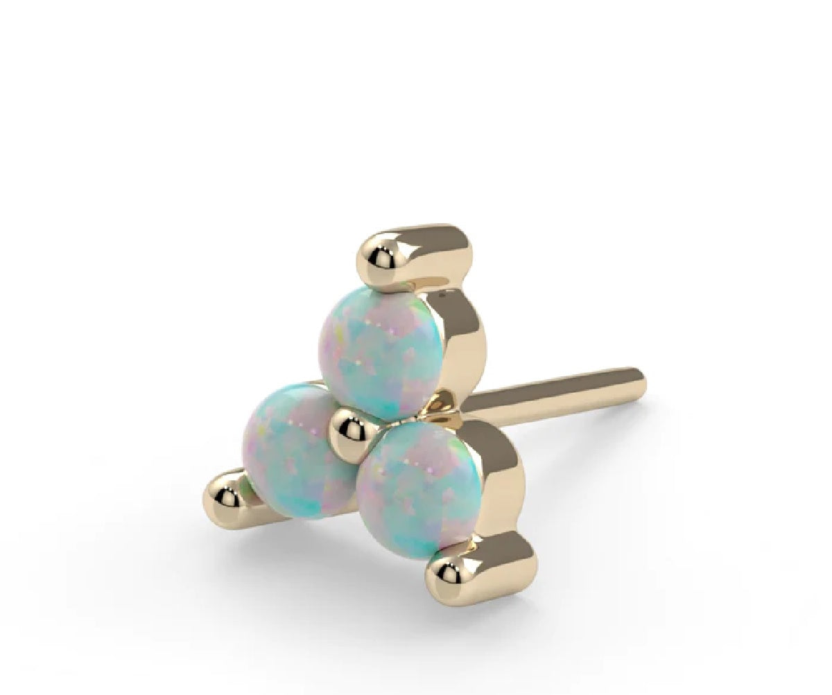 KIWI DIAMOND - OPAL TRINITY END - SOLID GOLD - THREADLESS END