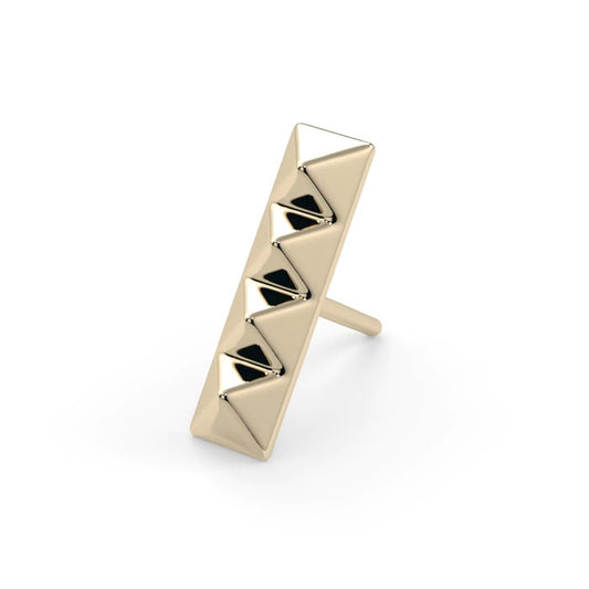KIWI DIAMOND - PYRAMID BAR END - 14kt SOLID GOLD - THREADLESS END