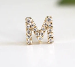 MODERN MOOD - SINGLE INITIAL CAPITAL LETTER - GENUINE DIAMOND - 14KT SOLID GOLD -THREADLESS