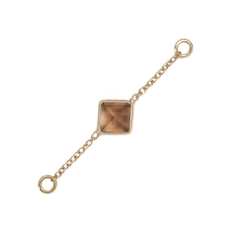 GOLDEN AROWANA - SMOKEY TOPAZ - SQUARE BEZEL- 25MM - 14kt SOLID GOLD - CHAIN