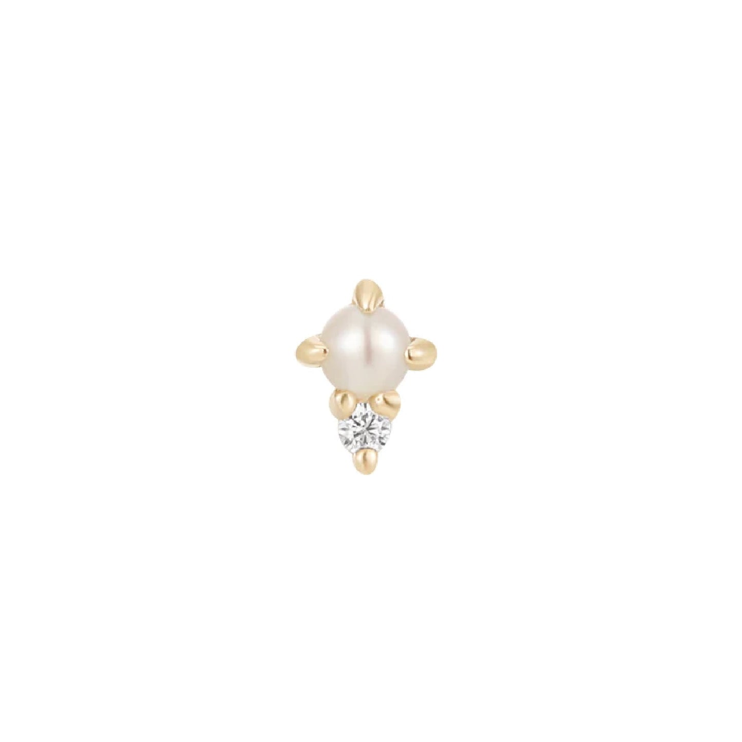 Buddha Jewelry - THE LIGHT - PEARL + CZ - 14KT SOLID GOLD - THREADLESS END