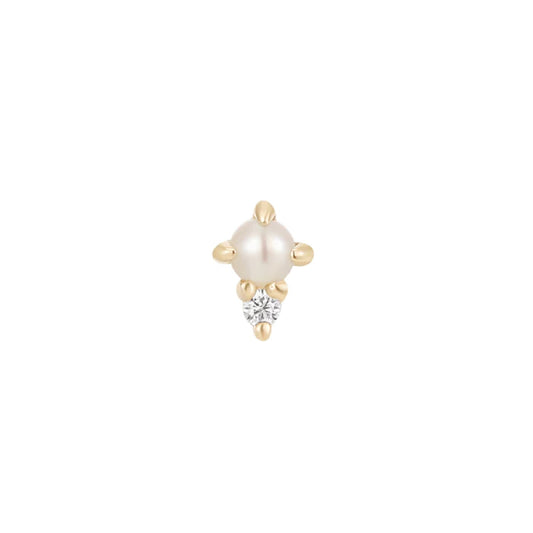 Buddha Jewelry - THE LIGHT - PEARL + CZ - 14KT SOLID GOLD - THREADLESS END
