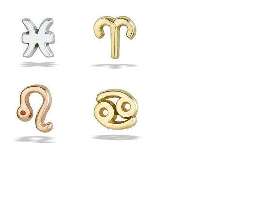 BODY GEMS - ZODIAC SYMBOL - 14KT SOLID GOLD - THREADLESS