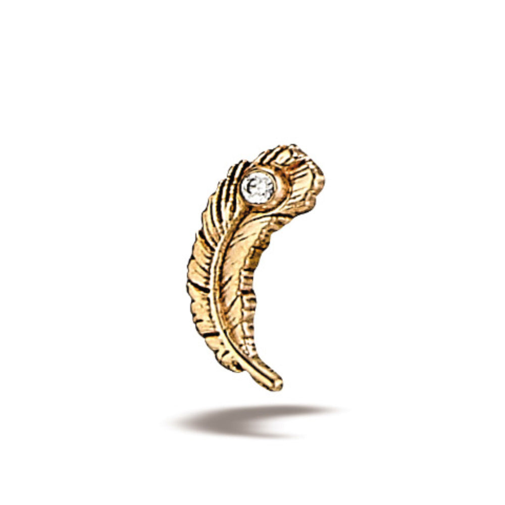 BODY GEMS - FEATHER - 14KT SOLID GOLD - THREADLESS END