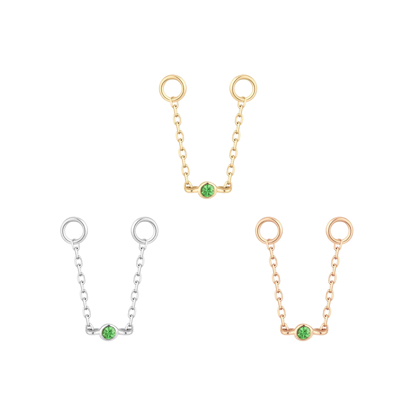 BUDDHA JEWELRY - ROUND CENTER - TSAVORITE - 14KT SOLID GOLD - CHAIN