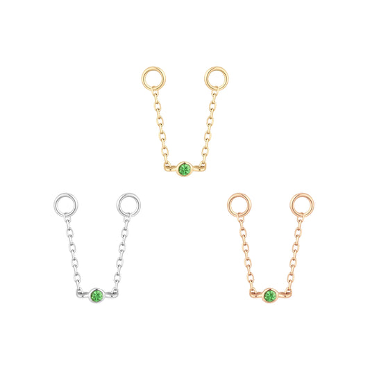 BUDDHA JEWELRY - ROUND CENTER - TSAVORITE - 14KT SOLID GOLD - CHAIN