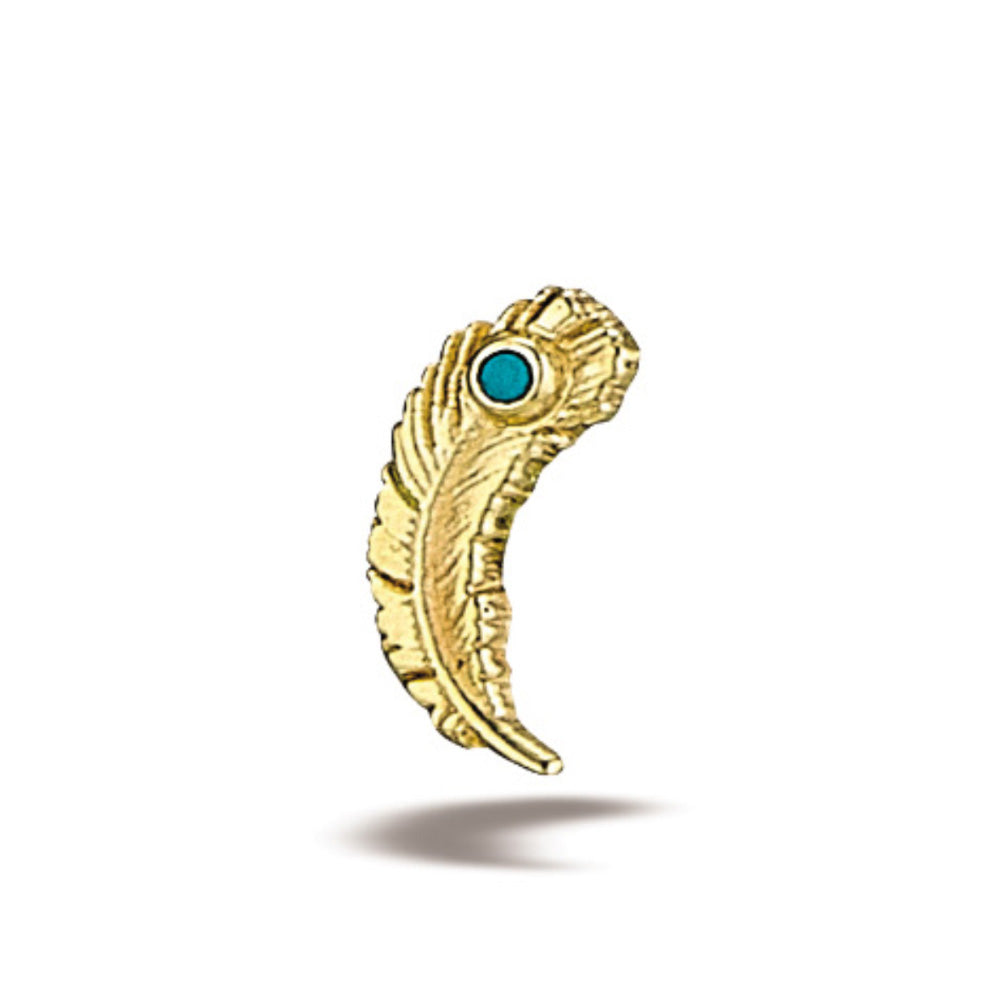 BODY GEMS - FEATHER - 14KT SOLID GOLD - THREADLESS END