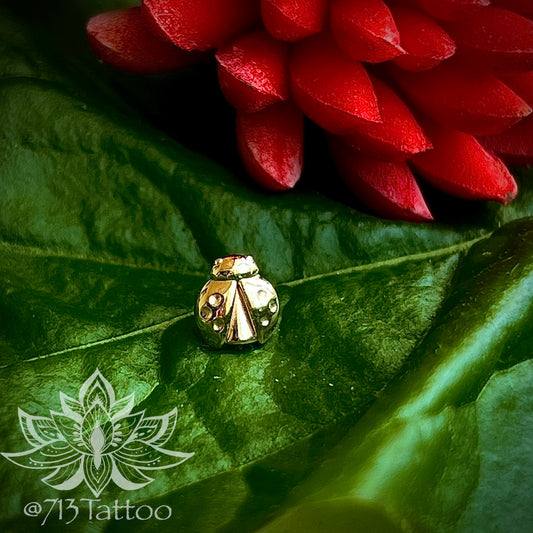 BODY GEMS - LADY BUG - 14KT SOLID GOLD - THREADLESS END