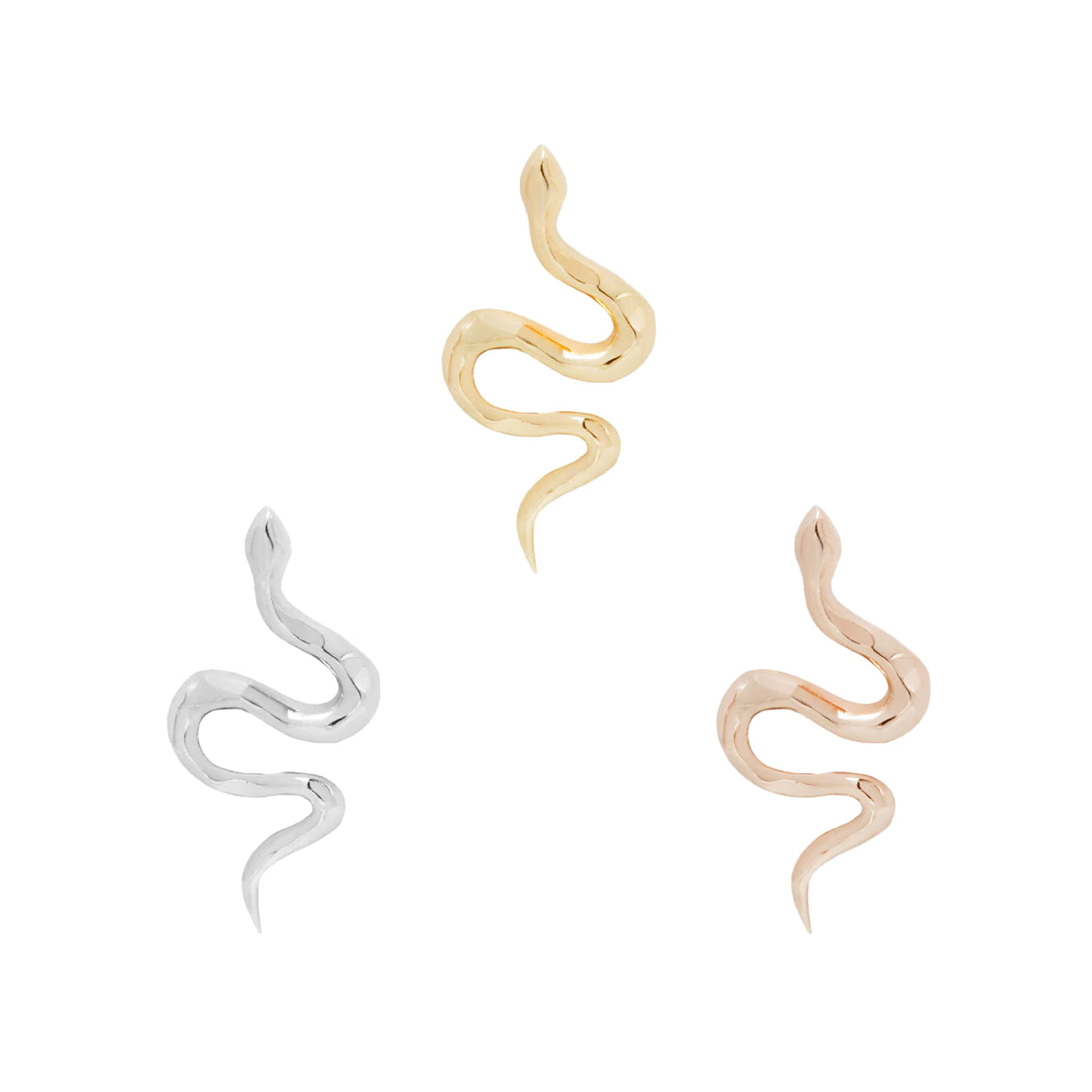 BUDDHA JEWELRY - SERPENT - 14KT SOLID GOLD - THREADLESS END