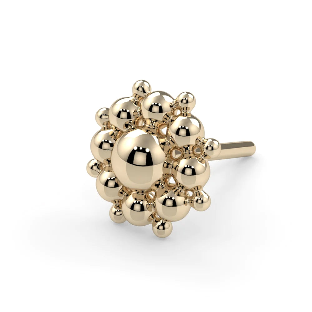 KIWI DIAMOND - BALI FLOWER- 14KT OR 18KT SOLID GOLD - THREADLESS END