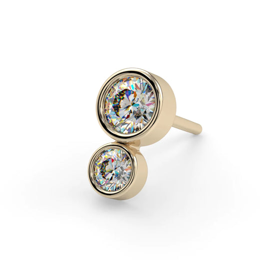 KIWI DIAMOND - DOUBLE BEZEL END - 14KT OR 18KT SOLID GOLD - THREADLESS END